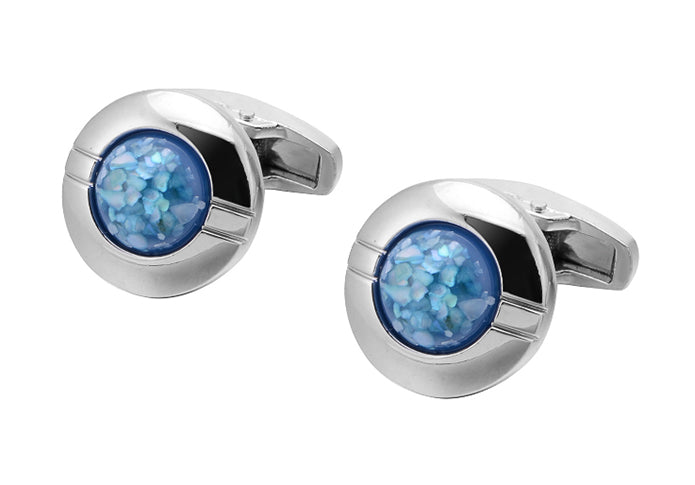 貝片-盛り込んだ-レジン-カフリングス-色-銀-青色-カフスボタン-ブルー-男女-おしゃれ-かわいい-結婚式-プレゼント-入園式-入学式-成人式-カフス専門店