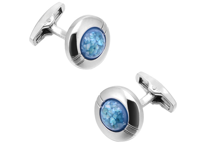 貝片-盛り込んだ-レジン-カフリングス-色-銀-青色-カフスボタン-ブルー-男女-おしゃれ-かわいい-結婚式-プレゼント-入園式-入学式-成人式-カフス専門店