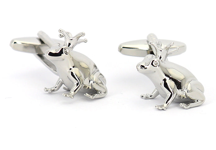王冠-トノサマガエル-カフリングス-色-銀色-カフスボタン-シルバー-水辺の生き物-男女-王様-おしゃれ-かわいい-結婚式-プレゼント-入園式-入学式-成人式-カフス専門店