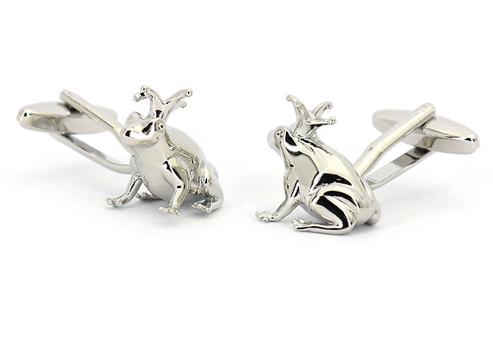 王冠-トノサマガエル-カフリングス-色-銀色-カフスボタン-シルバー-水辺の生き物-男女-王様-おしゃれ-かわいい-結婚式-プレゼント-入園式-入学式-成人式-カフス専門店