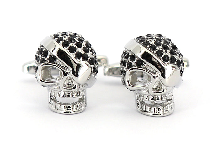 眼帯-スカル-カフリングス-色-銀色-カフスボタン-ブラック-シルバー-スカル-男女-ユニーク-おしゃれ-かわいい-結婚式-プレゼント-入園式-入学式-成人式-カフス専門店