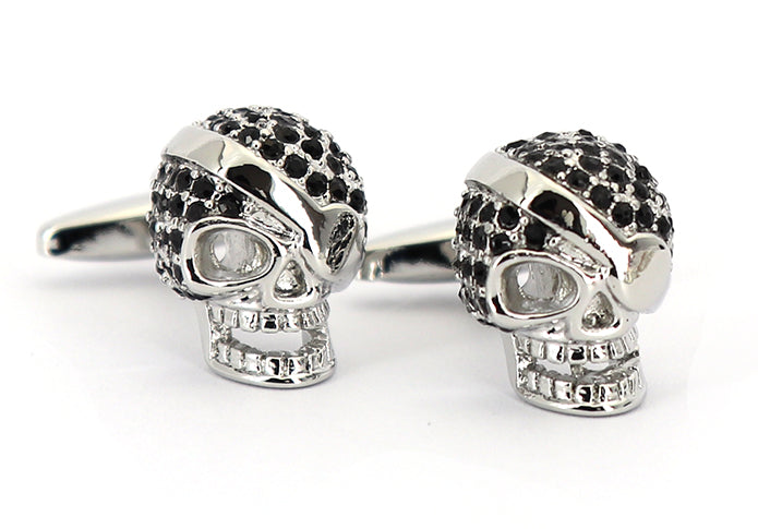 眼帯-スカル-カフリングス-色-銀色-カフスボタン-ブラック-シルバー-スカル-男女-ユニーク-おしゃれ-かわいい-結婚式-プレゼント-入園式-入学式-成人式-カフス専門店