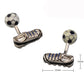 サッカー-ボール-スパイクシューズ-アシメトリ-カフリングス-色-黒-白色-カフスボタン-黒-男女-サッカー-スポーツ-おしゃれ-大人気-スーツ-結婚式-プレゼント-入園式-入学式-成人式-カフス専門店