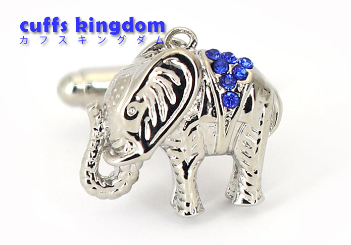 装飾-された-象-カフリングス-色-銀-青色-カフスボタン-シルバー-男女-動物-おしゃれ-大人気-スーツ-結婚式-プレゼント-入園式-入学式-成人式-カフス専門店