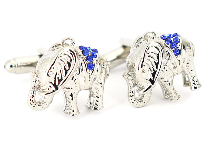 装飾-された-象-カフリングス-色-銀-青色-カフスボタン-シルバー-男女-動物-おしゃれ-大人気-スーツ-結婚式-プレゼント-入園式-入学式-成人式-カフス専門店