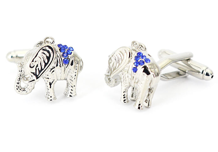 装飾-された-象-カフリングス-色-銀-青色-カフスボタン-シルバー-男女-動物-おしゃれ-大人気-スーツ-結婚式-プレゼント-入園式-入学式-成人式-カフス専門店