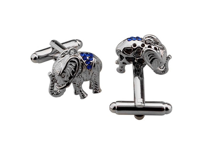 装飾-された-象-カフリングス-色-銀-青色-カフスボタン-シルバー-男女-動物-おしゃれ-大人気-スーツ-結婚式-プレゼント-入園式-入学式-成人式-カフス専門店