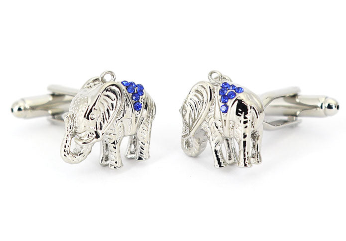 装飾-された-象-カフリングス-色-銀-青色-カフスボタン-シルバー-男女-動物-おしゃれ-大人気-スーツ-結婚式-プレゼント-入園式-入学式-成人式-カフス専門店