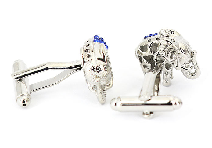 装飾-された-象-カフリングス-色-銀-青色-カフスボタン-シルバー-男女-動物-おしゃれ-大人気-スーツ-結婚式-プレゼント-入園式-入学式-成人式-カフス専門店