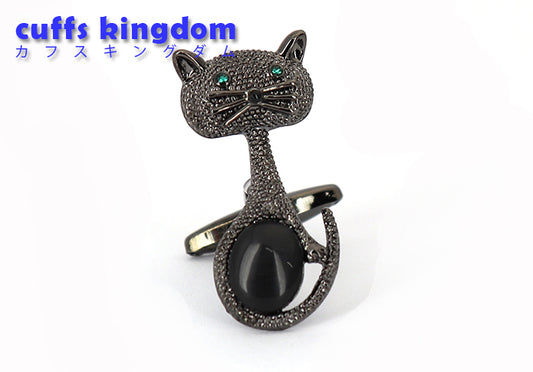 縦長-黒猫-グリーン-アイ-カフリングス-色-黒-カフスボタン-ブラック-男女-動物-おしゃれ-大人気-スーツ-結婚式-プレゼント-入園式-入学式-成人式-カフス専門店