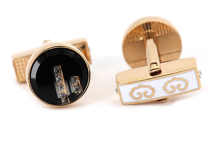 留め具-裏表-デザインちがう-リバーシブル-色-黒-銅色-カフスボタン-ブラック-おすすめ-おしゃれ-かわいい-男女-営業マン-結婚式-スーツ-人気-カフリングス-プレゼント-ギフト-入園式-入学式-成人式