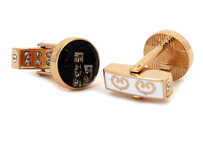 留め具-裏表-デザインちがう-リバーシブル-色-黒-銅色-カフスボタン-ブラック-おすすめ-おしゃれ-かわいい-男女-営業マン-結婚式-スーツ-人気-カフリングス-プレゼント-ギフト-入園式-入学式-成人式