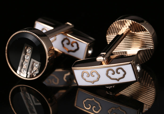 留め具-裏表-デザインちがう-リバーシブル-色-黒-銅色-カフスボタン-ブラック-おすすめ-おしゃれ-かわいい-男女-営業マン-結婚式-スーツ-人気-カフリングス-プレゼント-ギフト-入園式-入学式-成人式