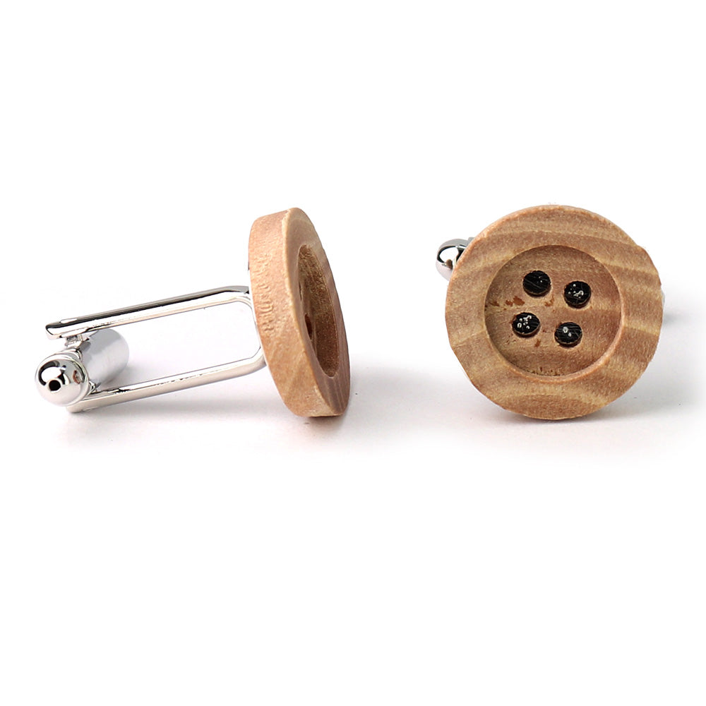 ウッド調-プラスチック製-ボタンカフリングス-ライトブラウン-おすすめ-おしゃれ-かわいい-男女-営業マン-結婚式-スーツ-人気-カフリングス-プレゼント-ギフト-入園式-入学式-成人式