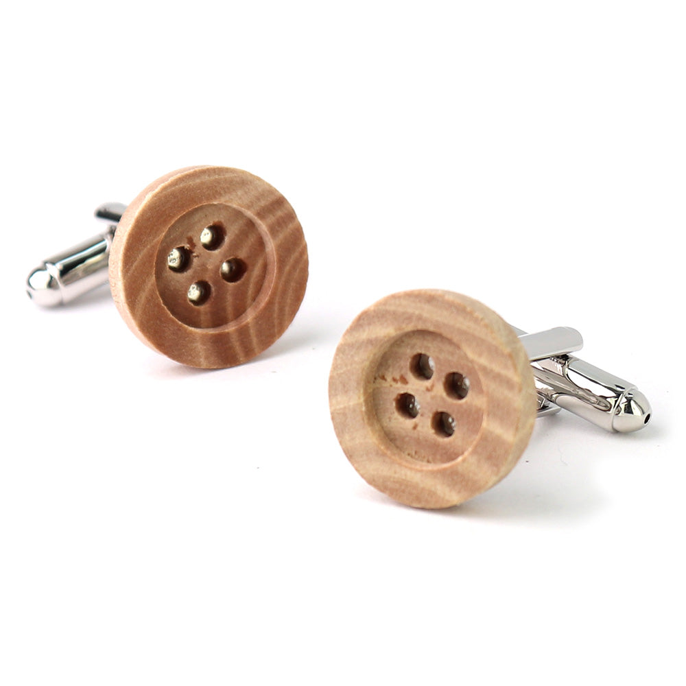 ウッド調-プラスチック製-ボタンカフリングス-ライトブラウン-おすすめ-おしゃれ-かわいい-男女-営業マン-結婚式-スーツ-人気-カフリングス-プレゼント-ギフト-入園式-入学式-成人式