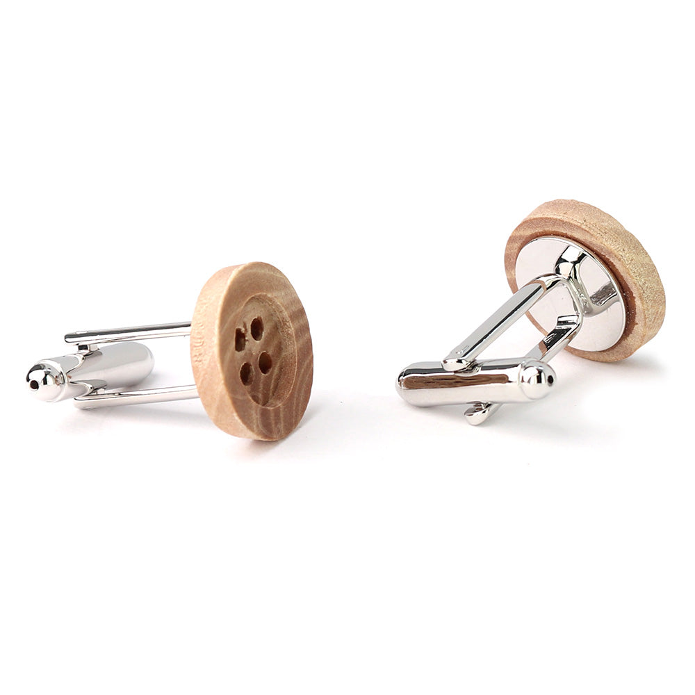 ウッド調-プラスチック製-ボタンカフリングス-ライトブラウン-おすすめ-おしゃれ-かわいい-男女-営業マン-結婚式-スーツ-人気-カフリングス-プレゼント-ギフト-入園式-入学式-成人式