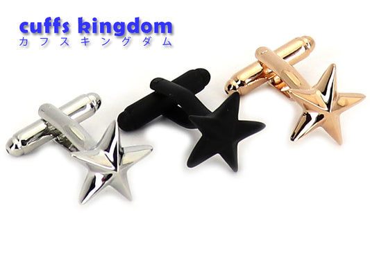 目立ちすぎず しっかり 可愛い スター カフスボタン 【 銀色 星型 】 【 黒色 星形 】 【 銅色 星型 】 【 おすすめ おしゃれ かわいい 男女 営業マン 結婚式 スーツ 人気 カフリングス プレゼント ギフト 入園式 入学式 成人式 】