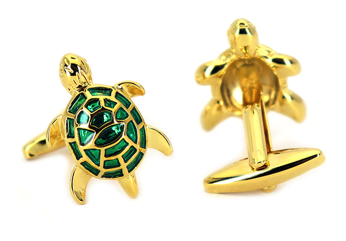 縁起物 カメ 【 金 ｘ 緑 色 】【 銀 ｘ 青 色 】【 銀 ｘ 赤 色 】 カフスボタン 【 おすすめ おしゃれ 縁起物 かわいい 男女 営業マン 結婚式 スーツ 人気 カフリングス プレゼント ギフト 入園式 入学式 成人式 】