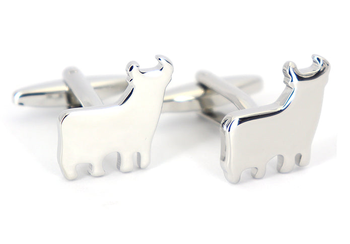 牛-シルエット-デザイン-カフス-銀色-シルバー系-男女-ユニーク-おすすめ-おしゃれ-男女-営業マン-結婚式-スーツ-人気-カフリングス-プレゼント-ギフト-入園式-入学式-成人式