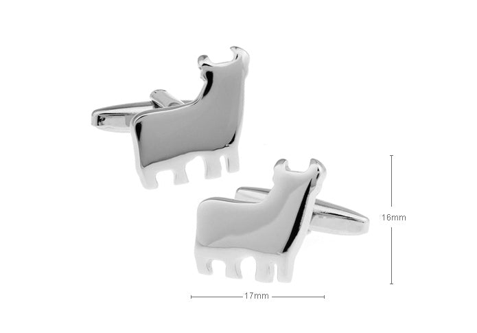 牛-シルエット-デザイン-カフス-銀色-シルバー系-男女-ユニーク-おすすめ-おしゃれ-男女-営業マン-結婚式-スーツ-人気-カフリングス-プレゼント-ギフト-入園式-入学式-成人式