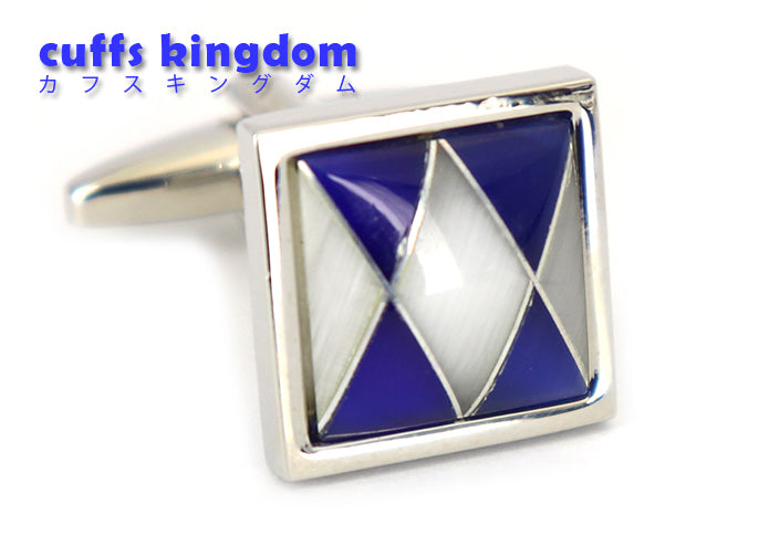 蒼銀-ダイヤ-柄-カフスボタン-青色-ブルー系-男女-エレガント-おすすめ-おしゃれ-男女-営業マン-結婚式-スーツ-人気-カフリングス-プレゼント-ギフト-入園式-入学式-成人式