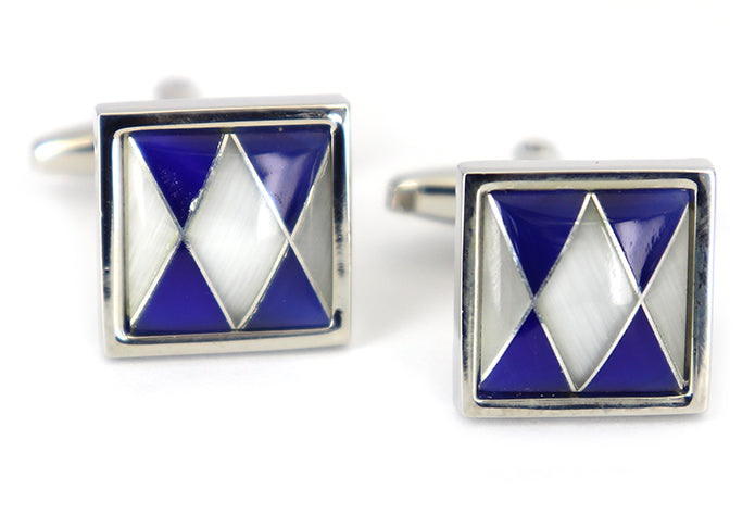 蒼銀-ダイヤ-柄-カフスボタン-青色-ブルー系-男女-エレガント-おすすめ-おしゃれ-男女-営業マン-結婚式-スーツ-人気-カフリングス-プレゼント-ギフト-入園式-入学式-成人式