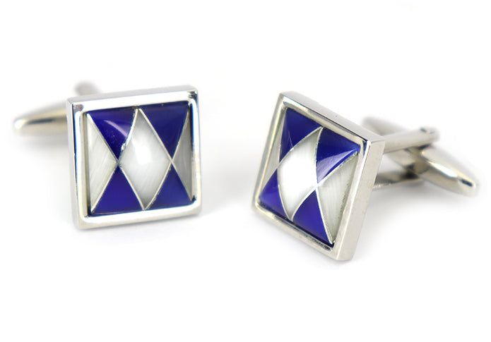 蒼銀-ダイヤ-柄-カフスボタン-青色-ブルー系-男女-エレガント-おすすめ-おしゃれ-男女-営業マン-結婚式-スーツ-人気-カフリングス-プレゼント-ギフト-入園式-入学式-成人式