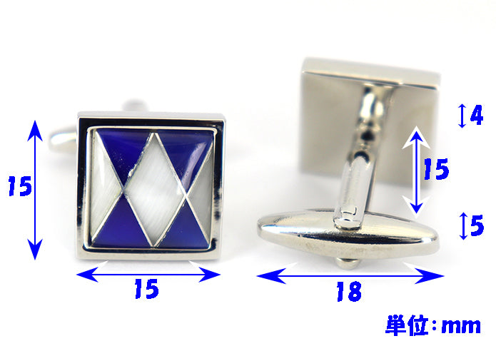 蒼銀-ダイヤ-柄-カフスボタン-青色-ブルー系-男女-エレガント-おすすめ-おしゃれ-男女-営業マン-結婚式-スーツ-人気-カフリングス-プレゼント-ギフト-入園式-入学式-成人式