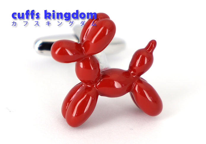 バルーン-アート-赤色-犬-の-カフスボタン-赤色-おもしろ系-レッド-男女-動物-可愛い-おすすめ-おしゃれ-男女-営業マン-結婚式-スーツ-大人気-カフリングス-プレゼント-ギフト-入園式-入学式-成人式