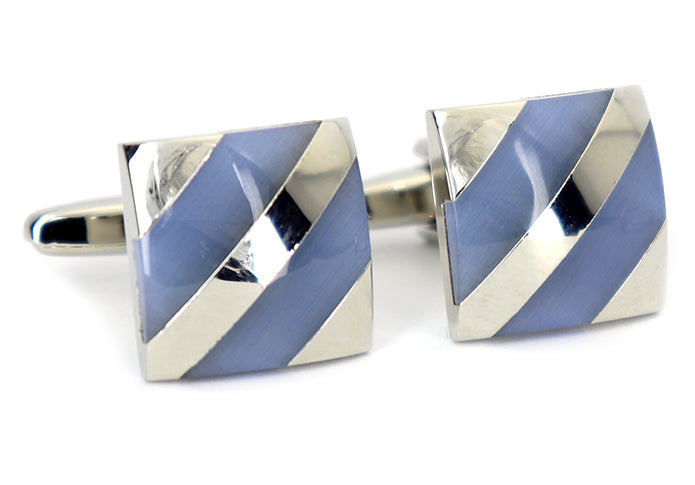 ベーシック 斜線 模様 カフスボタン 【 藍色 】【 青色 】【 グレー色 】【 男女 動物 可愛い おすすめ おしゃれ 男女 営業マン 結婚式 スーツ 大人気 カフリングス プレゼント ギフト 入園式 入学式 成人式 】