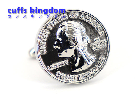 米-ドル-25-セント-硬貨-風-カフスボタン-銀色-シルバー系-男女-円形-おすすめ-おしゃれ-男女-営業マン-結婚式-スーツ-人気-カフリングス-プレゼント-ギフト-入園式-入学式-成人式