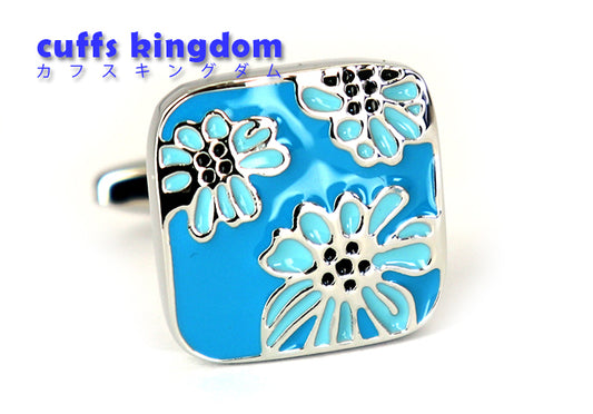 色味-鮮やか-ブルー-フラワー-カフスボタン-スカイブルー-色-フラワー系-男女-おすすめ-おしゃれ-男女-キュート-かわいい-営業マン-結婚式-スーツ-人気-カフリングス-プレゼント-ギフト-入園式-入学式-成人式