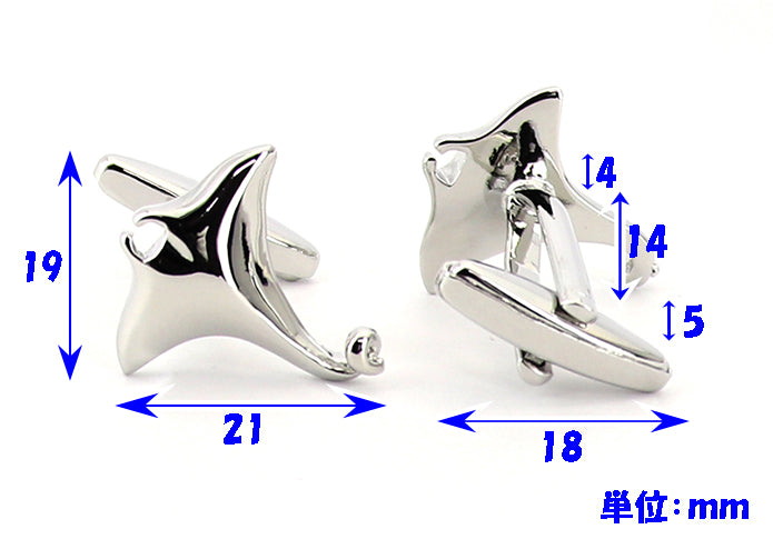 華麗に泳ぐ-エイ-色-シルバー-立体カフス-おしゃれ-魚-生き物-人気-プレゼント-成人式-結婚式-カフス専門店-男女-おすすめ-おしゃれ-男女-かわいい-結婚式-スーツ-人気-カフリングス-プレゼント-ギフト-入園式-入学式-成人式