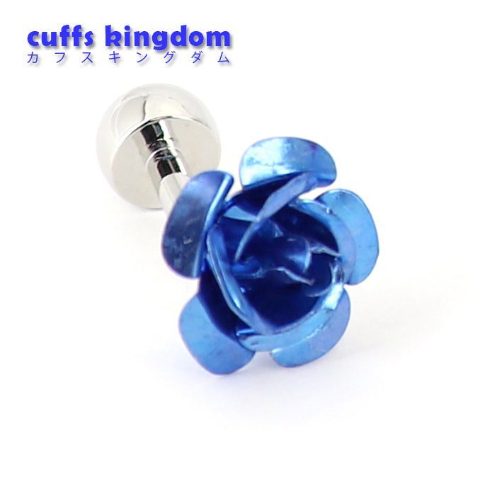 ■ 金属 花びら 【 色 ： 赤 青 紫 銀 】 薔薇の花 カフス ■ おしゃれ 男女 かわいい 結婚式 スーツ 人気 カフリングス プレゼント ギフト 入園式 入学式 成人式