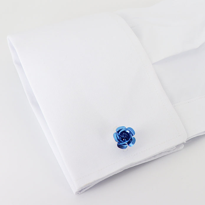 ■ 金属 花びら 【 色 ： 赤 青 紫 銀 】 薔薇の花 カフス ■ おしゃれ 男女 かわいい 結婚式 スーツ 人気 カフリングス プレゼント ギフト 入園式 入学式 成人式