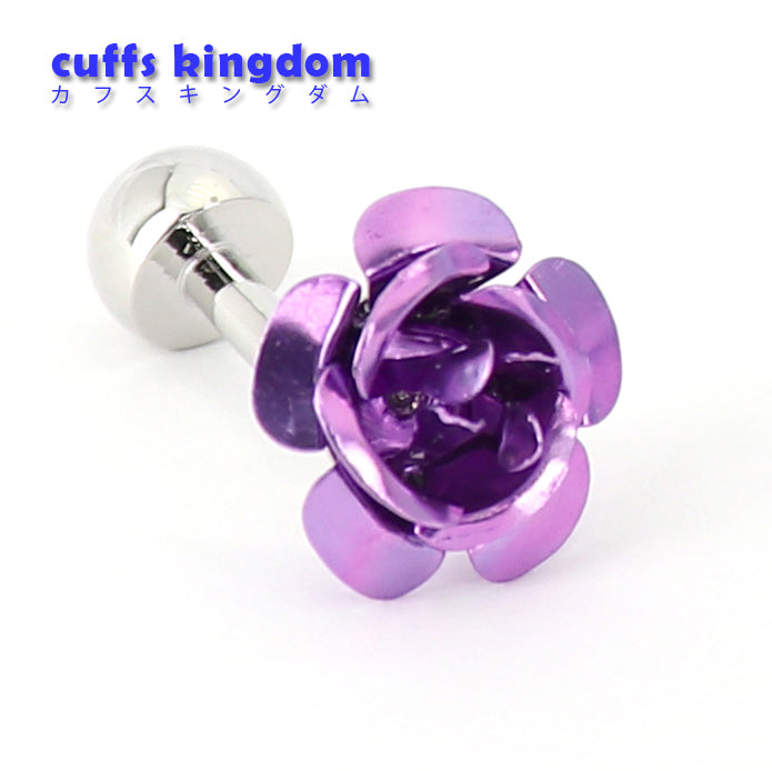 ■ 金属 花びら 【 色 ： 赤 青 紫 銀 】 薔薇の花 カフス ■ おしゃれ 男女 かわいい 結婚式 スーツ 人気 カフリングス プレゼント ギフト 入園式 入学式 成人式