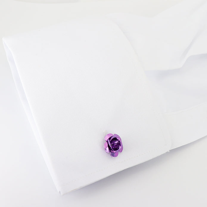 ■ 金属 花びら 【 色 ： 赤 青 紫 銀 】 薔薇の花 カフス ■ おしゃれ 男女 かわいい 結婚式 スーツ 人気 カフリングス プレゼント ギフト 入園式 入学式 成人式