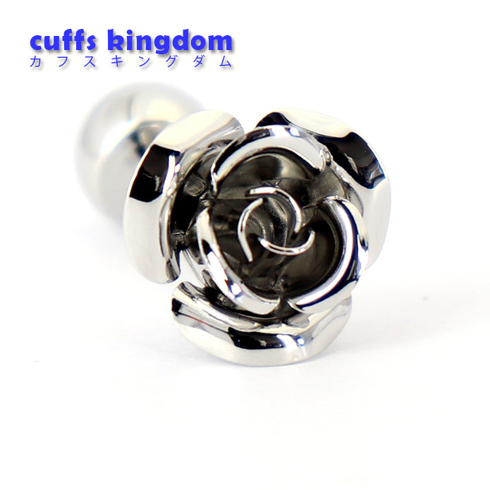 ■ 金属 花びら 【 色 ： 赤 青 紫 銀 】 薔薇の花 カフス ■ おしゃれ 男女 かわいい 結婚式 スーツ 人気 カフリングス プレゼント ギフト 入園式 入学式 成人式