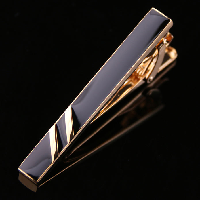 ■ 黒 ゴールドライン 【 色 ： 黒 ゴールド 】 タイピン ■ 男女 営業マン おしゃれ おすすめ 人気 結婚式 プレゼント カフス専門店