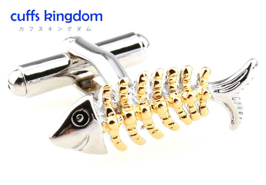 フィッシュ-ボーン-カフスボタン-魚の骨-愛くるしい-笑顔