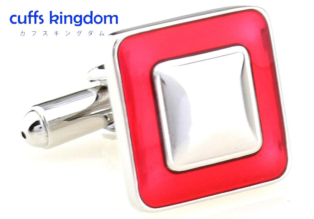 赤縁-取り-カフスボタン-シンプル-イズ-ベスト-シリーズ-赤系-レッド-男女-カフリングス-営業マン-おしゃれ-かわいい-結婚式-カジュアル-シンプル-スーツ-人気-プレゼント-ギフト-入園式-入学式-成人式