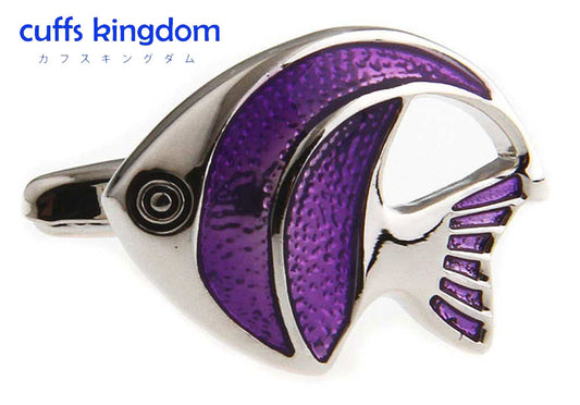 熱帯魚-パープル-カフスボタン-艶やか-曲線美-紫系-パープル-男女-カフリングス-営業マン-おしゃれ-かわいい-結婚式-カジュアル-シンプル-スーツ-人気-プレゼント-ギフト-入園式-入学式-成人式
