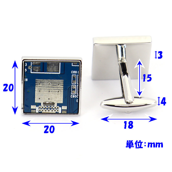 青い-工業-基盤-シルバ-配線-カフスボタン-クール-営業マン-おしゃれ-男女-カフリングス-エレガント-結婚式-プレゼント-カフス専門店