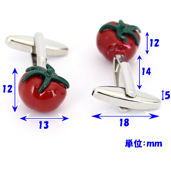トマト-カフスボタン-食品-野菜-赤色-立体-ユニーク-農業