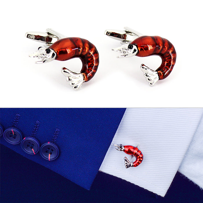 綺麗は発色-シュリンプ-カフスボタン-エビ-海の生き物-食べ物-高級