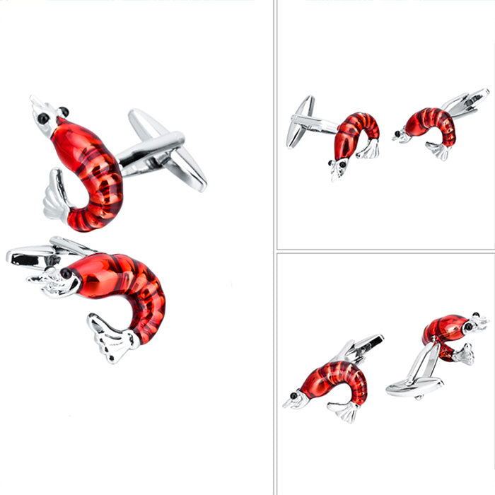 綺麗は発色-シュリンプ-カフスボタン-エビ-海の生き物-食べ物-高級