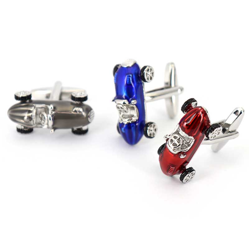 選べる３色レーシングカー-カフスボタン-グレー-ブルー-レッド-車-男女-カフリングス-大人気-プレゼント-おしゃれ-結婚式-カフスシルバー専門店