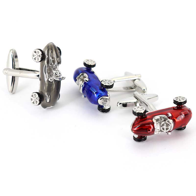 選べる３色レーシングカー-カフスボタン-グレー-ブルー-レッド-車-男女-カフリングス-大人気-プレゼント-おしゃれ-結婚式-カフスシルバー専門店