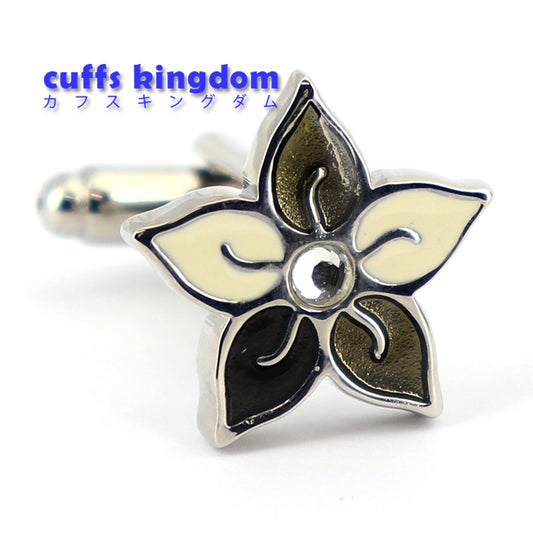 花びらカフスボタン-黒白-男女-カフリングス-プレゼント-おしゃれ-結婚式-カフス専門店