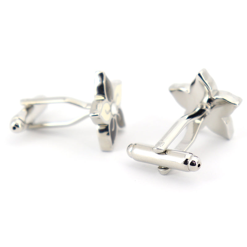 花びらカフスボタン-黒白-男女-カフリングス-プレゼント-おしゃれ-結婚式-カフス専門店